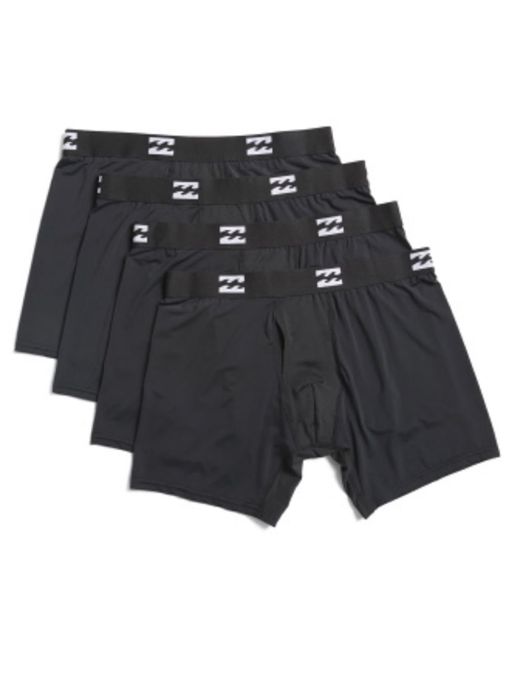 Billabong Black White Performance Nylon Fly Front Boxer Briefs Pack of 4
